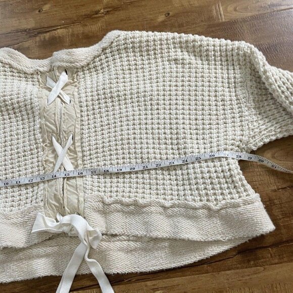 Womens Free people FP knit top ribbon back size large l beige - Picture 6 of 7
